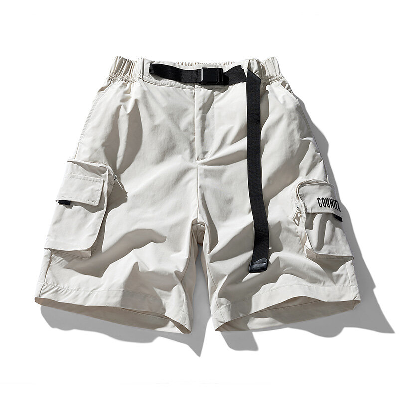Летние мужские шорты, новинка, однотонные свободные и дышащие мужские повседневные брюки на молнии с карманами