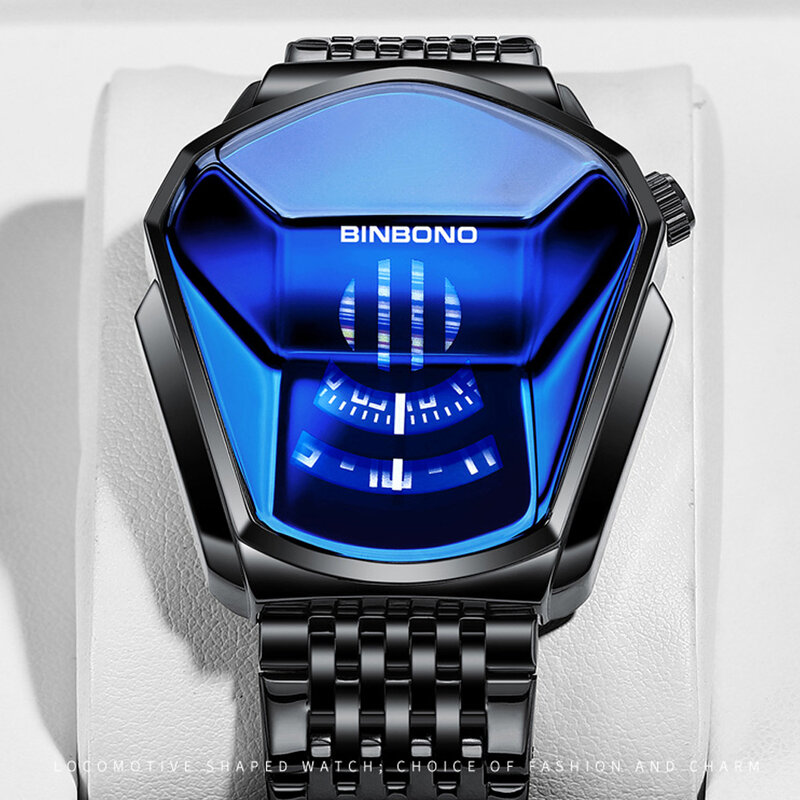 Relógio de quartzo para homens relógio de aço inoxidável preto masculino relógio de pulso de aço inoxidável
