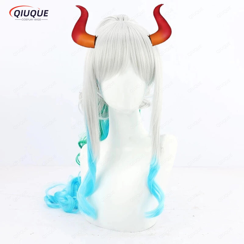 Anime One Piece Yamato Wig Women White 70cm Long Wig Cosplay Yamato Wig Heat Resistant Synthetic Hair Halloween + Wig Cap