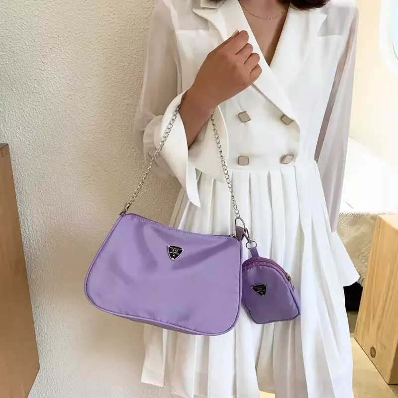 Paquete de dos piezas de bolso de moda con bolsos pequeños cuadrados para mujer, bolsos de moda, bolso de mensajero Retro, bolso cruzado con cadena de media luna