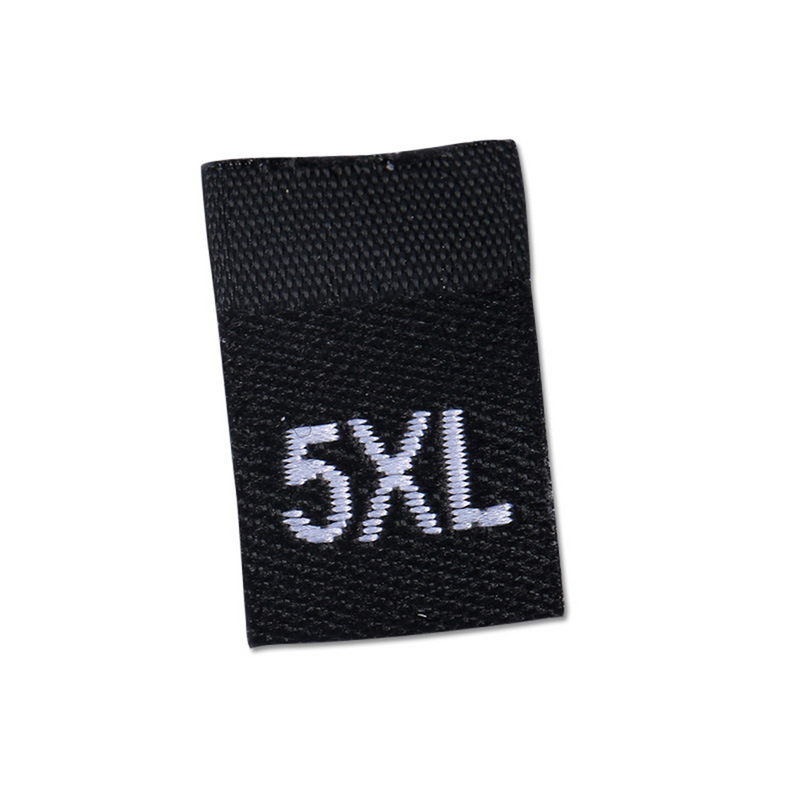 Label ukuran pakaian lipat, 500PCS label kain tenun umum tanda ukuran pakaian praktis untuk digunakan di rumah hitam