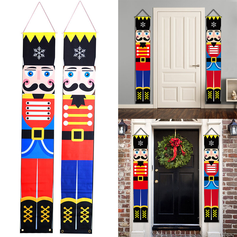 Bannière modèle de soldat de Noël, bannières de porche avant, décoration de vacances, confrontation, couplets, 2 pièces