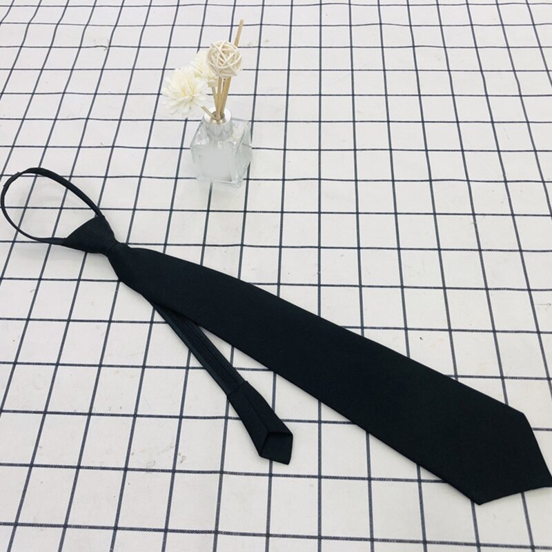 Однотонный шелковистый узкий галстук в стиле ретро школьная форма застежка-молния с предварительно привязанными элементами цветов X4YC