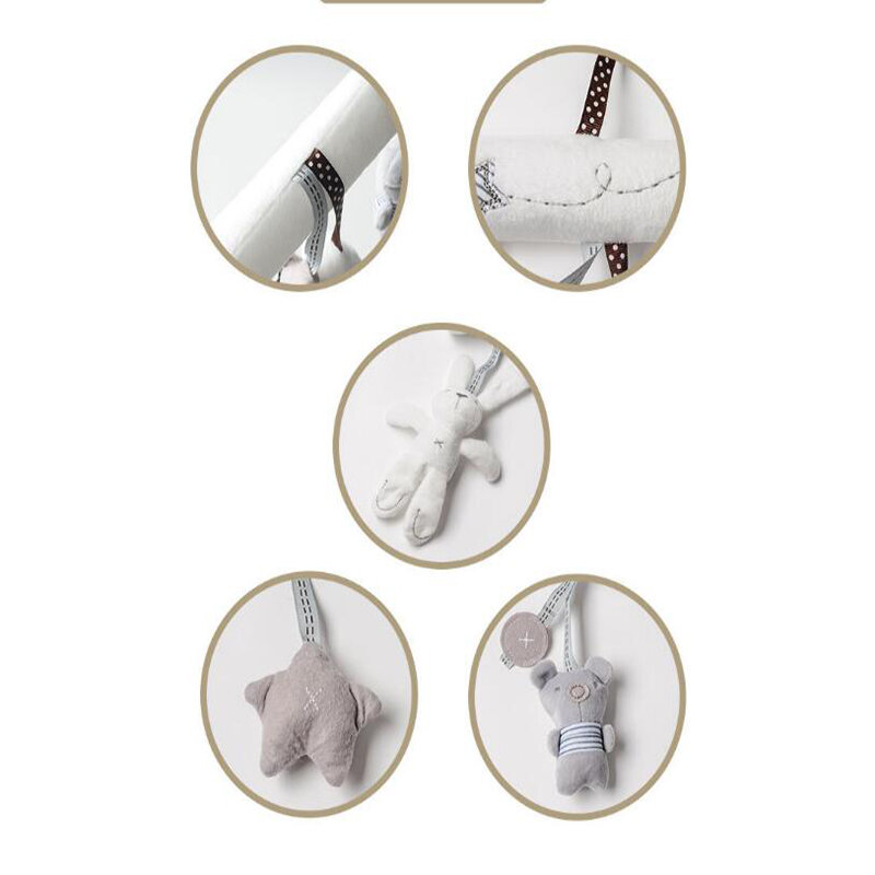 Cama colgante de conejo para bebé, campana de mano, asiento de seguridad, juguete de felpa multifuncional, cochecito de juguete, regalos móviles, nuevo, 2023