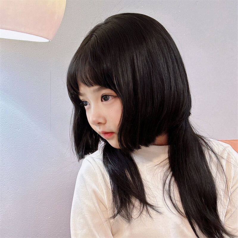 Popular wig for children and adults, straight hair jellyfish head, realistic scalp, suitable for daily travel, photography