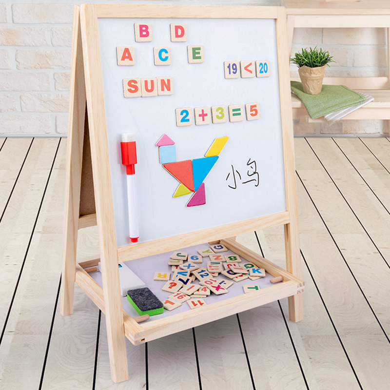 Folding Double Sided Message Magnetic Blackboard Kids Painting Flower Toy Children Wooden Toys Easel Writing