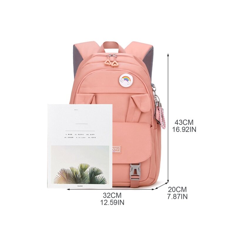 School Bookbag Rabbit Ears Backpack for Teen Girls Large Capacity Schoolbag Student Daypack Female Book Bags