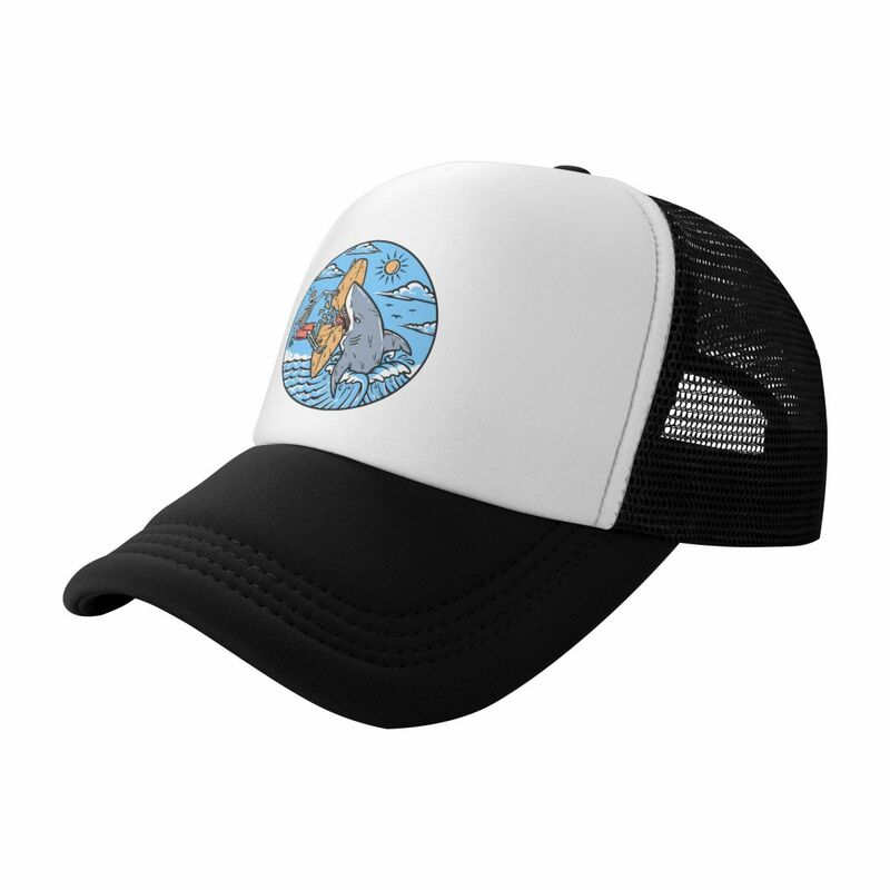 Gorra de béisbol personalizada para hombre y mujer, gorro de camionero ajustable, Calavera, surfista, ataque por tiburón, ropa de calle