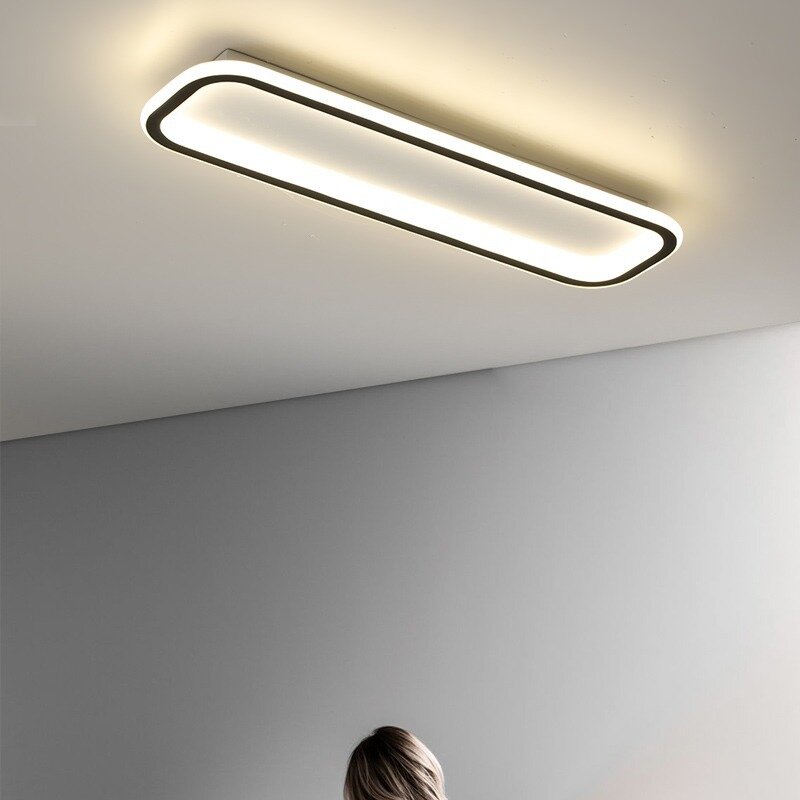 ไฟเพดาน LED แบบทันสมัยสำหรับห้องรับแขกห้องนอนห้องเก็บเสื้อคลุมระเบียงทางเดินโคมไฟระย้าแถบโคมไฟติดเพดานในร่ม