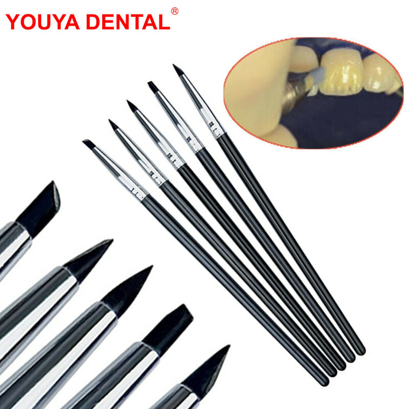 Outils dentaires en silicone, 5 pièces, brosse en résine, pour ciment composite adhésif, porcelaine, hygiène buccale