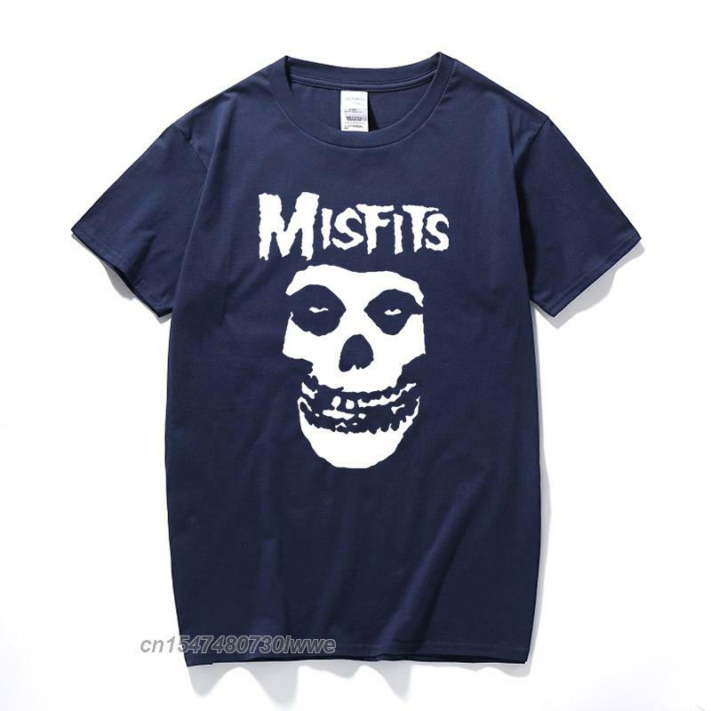 T-Shirt a maniche corte in cotone di marca Punk Skull Hip-Hop da uomo di nuova marca
