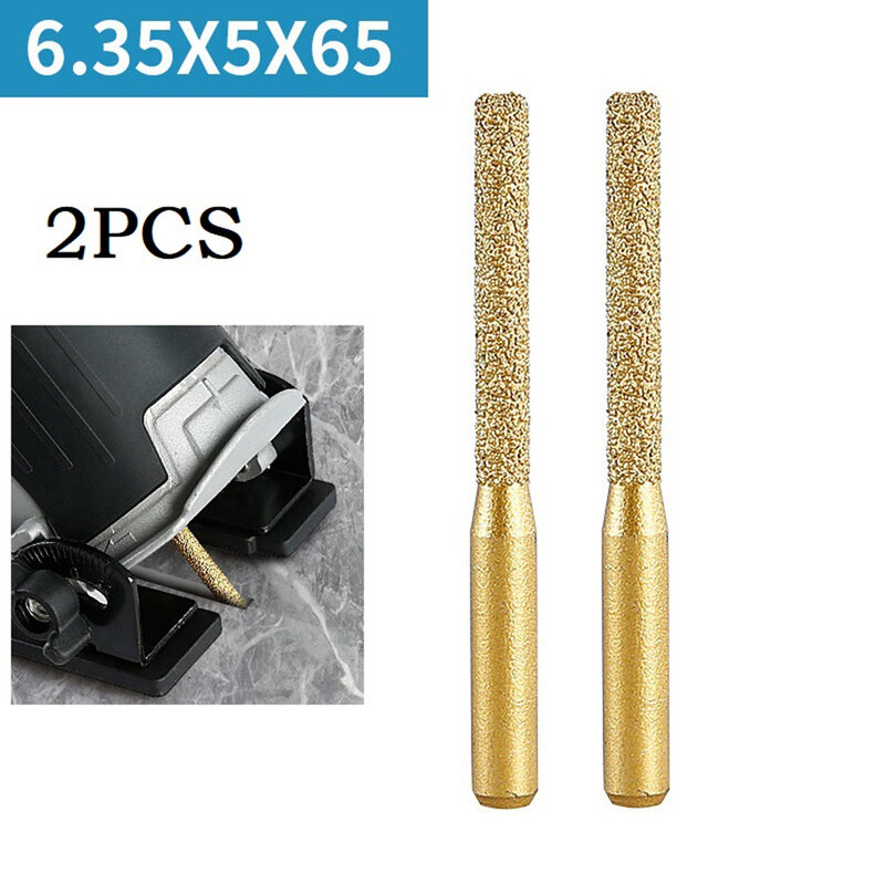 2Pcs 6.35mm Brazed Router Bit Straight Shank Milling Cutter For Marble Stone Granite Engraving Machine Carving Rotation Tool