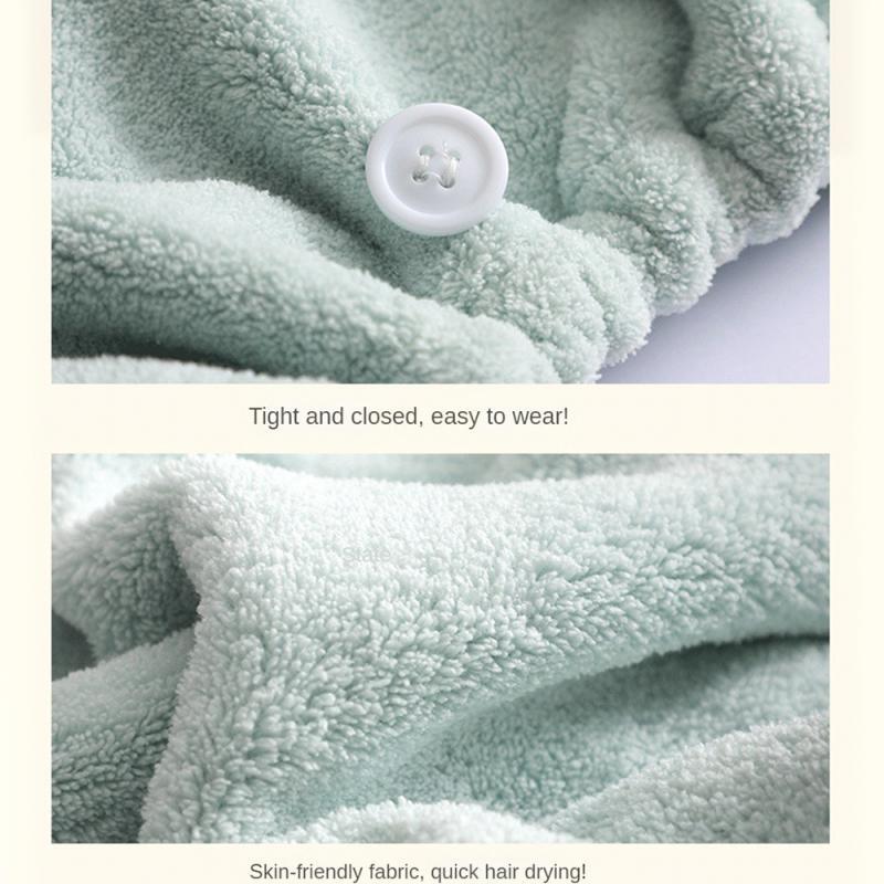Care With Button Quick- Hair Women Hair Drying Hat Practical Quick- Hair Towel Hat Women Bathroom Supplies Cartoon