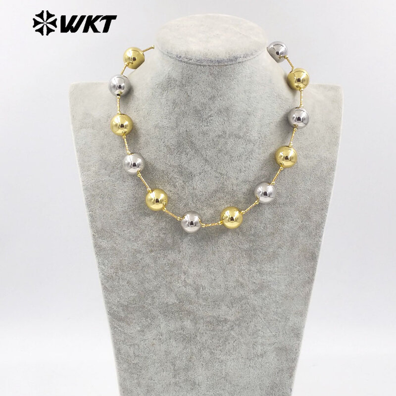 WT-JFN07 dostojny i elegancki 18k złote i srebrne koraliki rozstawione 40cm na damski biżuteria na przyjęcie koktajlowe naszyjnik
