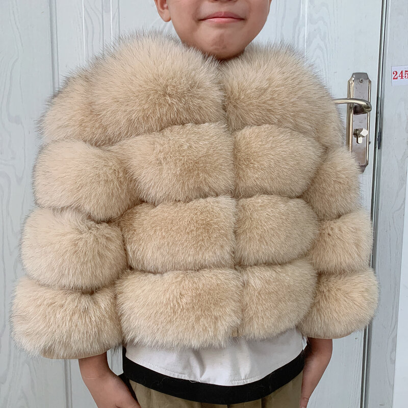 어린이 모피 재킷, 여아 및 남아용, 범용 모피 재킷, 진짜 여우 모피, 4-6 세 아동용