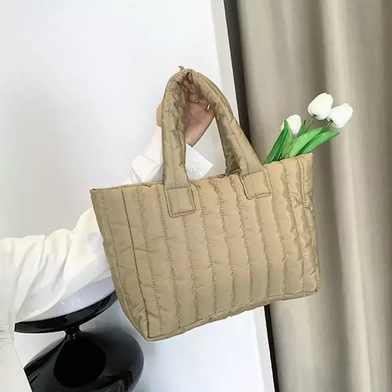 Mk09 Mode Frauen Mädchen große Kapazität Baumwolle gepolsterte Schulter taschen Tasche lässige Hobo Streifen Handtaschen