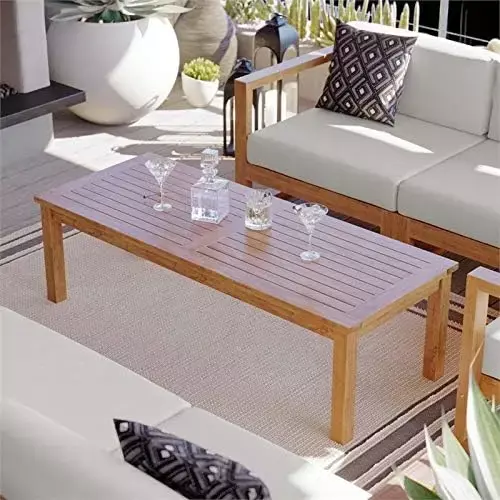 Teak Wood Patio Coffee Table in Natural  Center Table