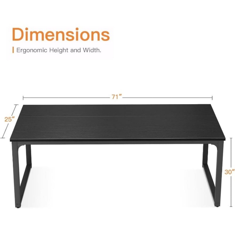 Coleshome 71 Inch Computer Desk, Modern Simple Style Desk for Home Office, Study Student Writing Desk, Black