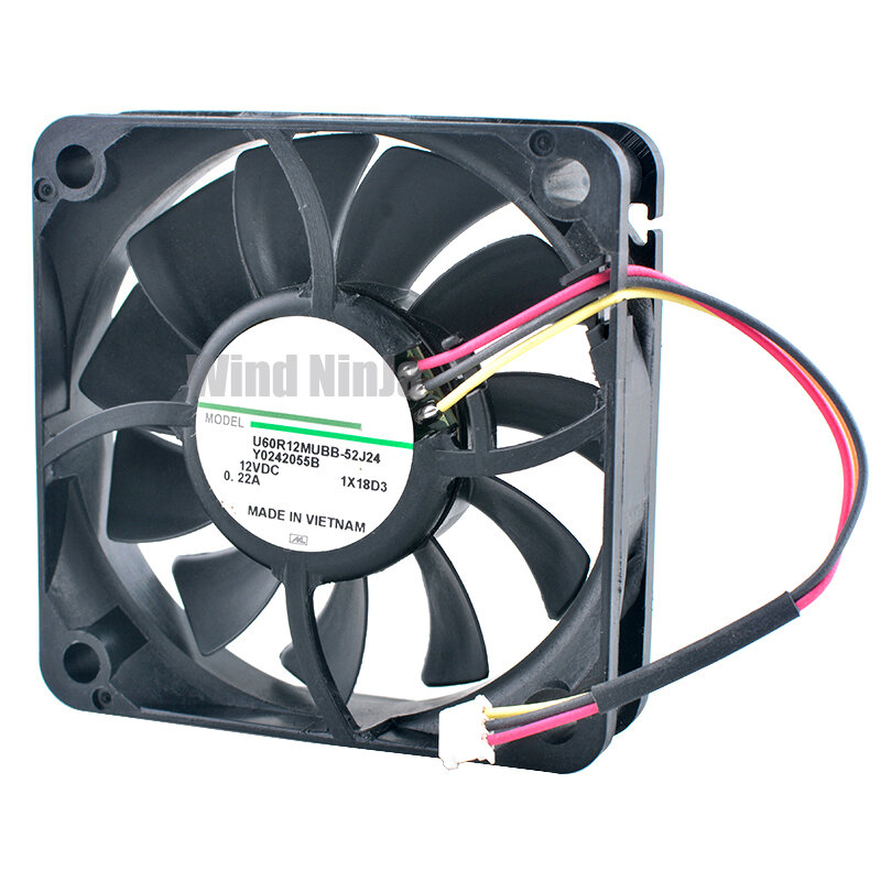 U60R12MUBB-52J24 Y0242055B 6cm 60mm fan 60x60x15mm DC12V 0.22A 3pin Axial flow fan cooling fan for projector chassis