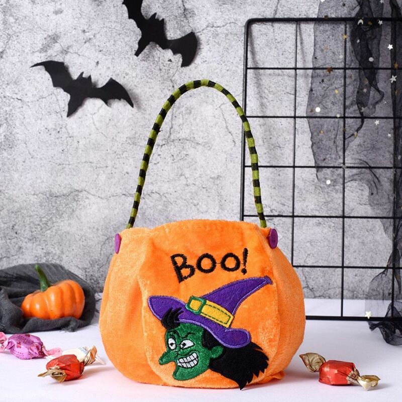 Happy Elf Hexe schwarze Katze Geschenkt üte Halloween Candy Bag Süßes oder Saures Kürbis Handtasche