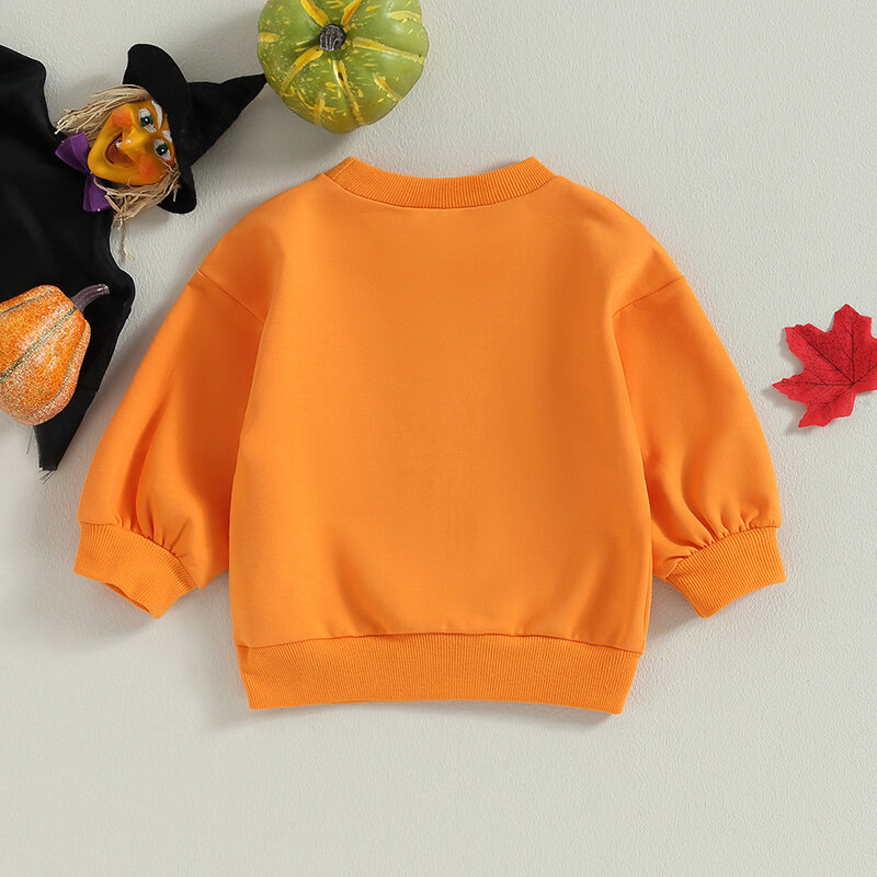 Cute Kids vestiti di Halloween manica lunga girocollo lettere stampa felpa con cappuccio Pullover felpe top abiti autunno abbigliamento per bambini 2023