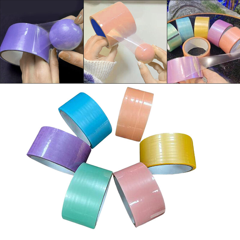 6/12 Rolls Sticky Ball Tape Decompression Ball Tape Stress Relaxing Sticky DIY Ball Tape Colored Toys Funny Gift for Kids Adult