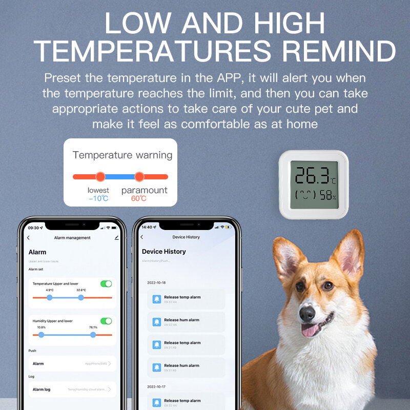 Zigbee3.0 higrometer Sensor pengukur suhu, pengukur kelembapan suhu elektronik dalam ruangan untuk rumah