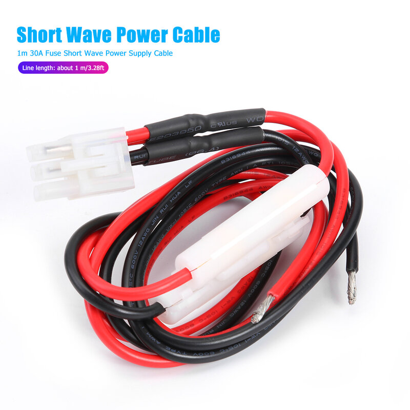 1m 30A Fuse 6 Pin Short Wave Power Charger Cable Wire for ICOM IC-725A 706 7400 High Temperature Resistance 105 Degrees