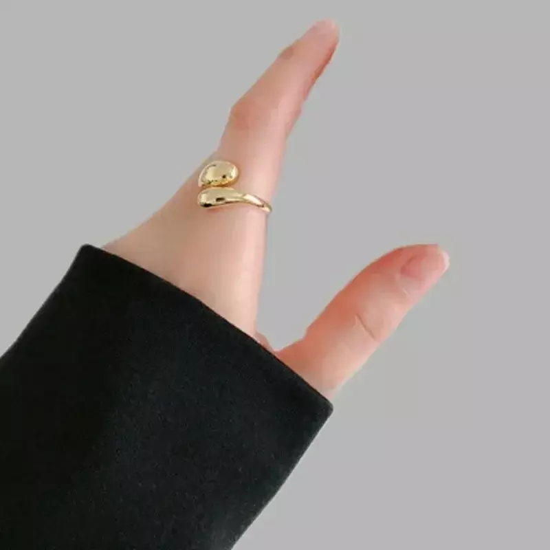 Złoty srebrny kolor otwarty pierścień gładki spadek osobowości regulowany pierścionek biżuteria dla kobiet dziewcząt akcesoria imprezowe 2024 Trend