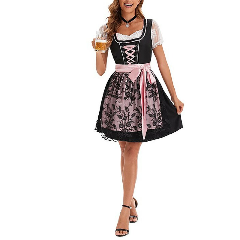 Традиционные баварские костюмы на Октоберфест, платья дирндл для женщин, платье-фартук, немецкое платье для пива, карнавал, косплей, вечерние платья