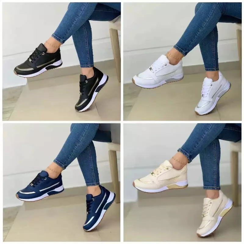 Women Causal Sneakers Summer New Fashion Breathable Mesh Lace Up Sports Shoes for Women Platform Ladies Walking Ladies Shoes