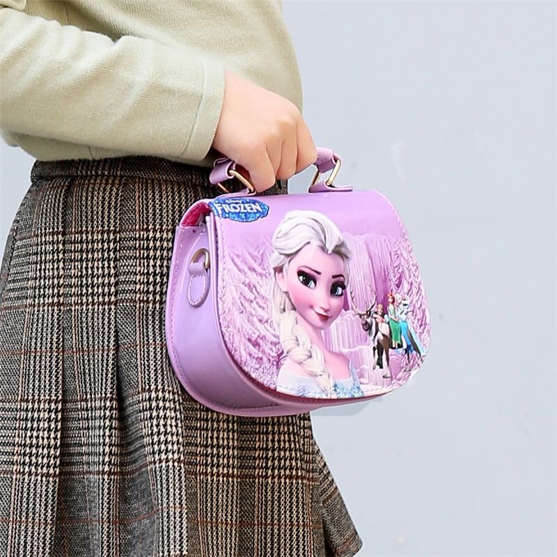 Disney Kindergarten Girl Frozen Princess Shoulder Bag PU Children cartoon Elsa Handbags Travel Outlet Crossbody Bag
