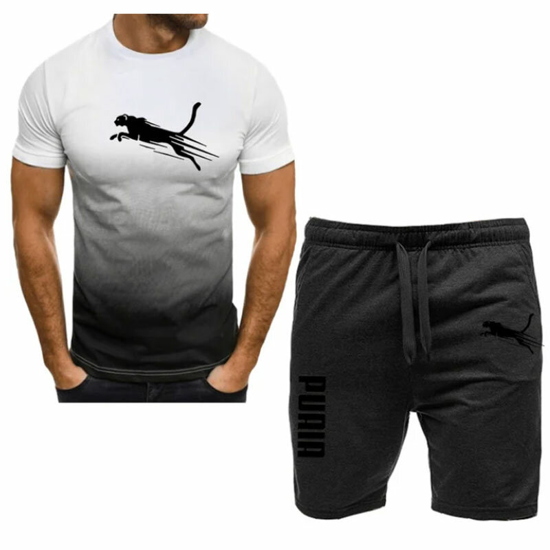 2024 nuovo abbigliamento sportivo da uomo fitness set tuta da corsa casual t-shirt + pantaloncini set abbigliamento sportivo da jogging traspirante set da 2 pezzi per uomo