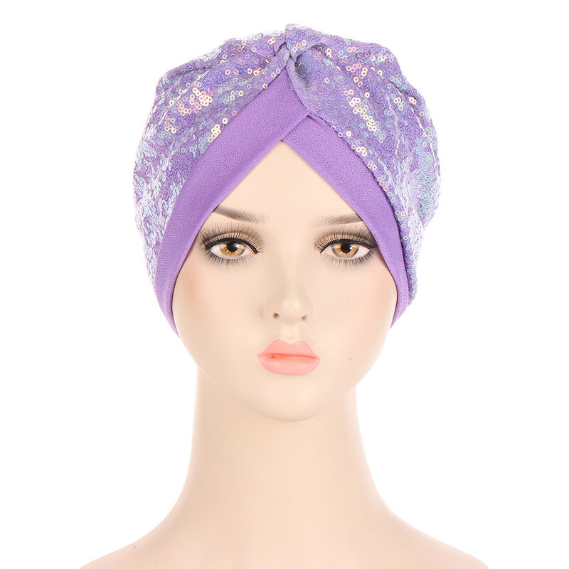 2022 African Headtie Summer Fashion African Women Solid Color Sequined Headtie African Caps African Hats