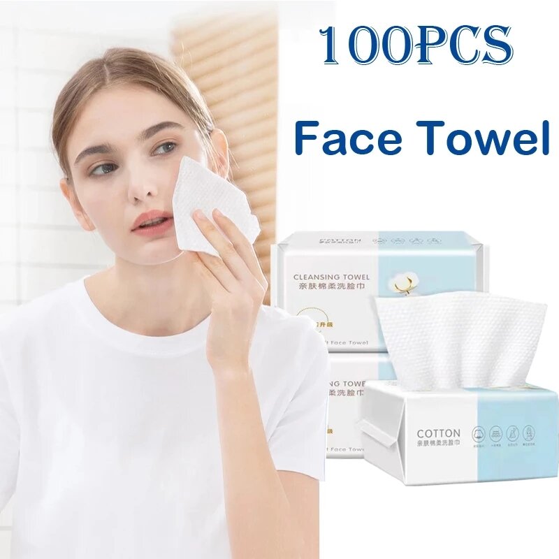 100Pcs Natuurlijke Wegwerp Gezicht Handdoek Reizen Gezichtsreiniging Nat En Droog Makeup Remover Parel Katoen Soft Make Geweven Handdoek