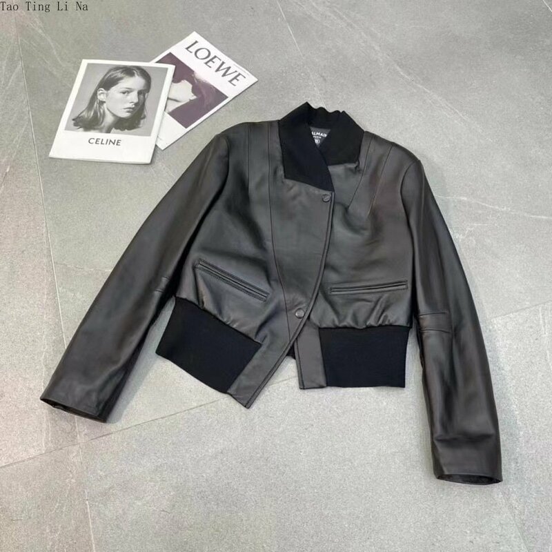 2023 Women Fashion Genuine Sheep Leather Jacket Real Sheepskin Leather Coat G6
