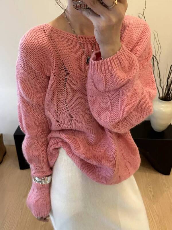 Knitted Women Wool Sweater Long Sleeve New Arrival Spring Autumn Casual Loose Knitwear Tops Pullover Jumprt Female Clothing X235