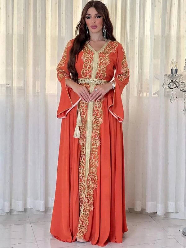 Vestido de fiesta musulmán Eid para mujer, Abaya bordada, Jalabiya marroquí, Abayas Kaftan Abaya Islam, túnica larga árabe