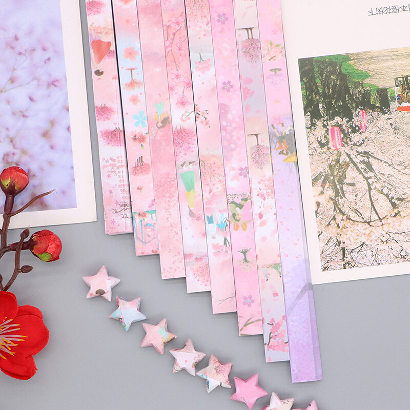 540 Sheets Sakura Origami Stars Paper Strips Lucky Star Origami Decoration Folding Paper DIY Child Hand Art Crafting Supplies