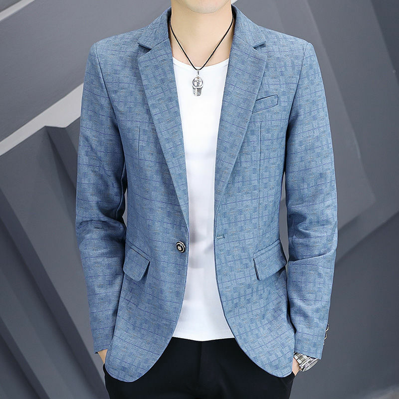 Маленький мужской костюм в Корейском стиле 2-A24, Модный молодежный Повседневный однотонный костюм в британском стиле, модный клетчатый пиджак, на весну и осень