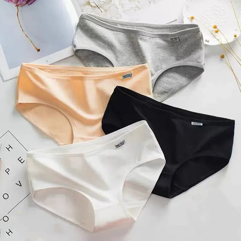 3PC Women's Cotton Panties Seamless Breathable  Underwear Mid-waist High-quality Female Briefs