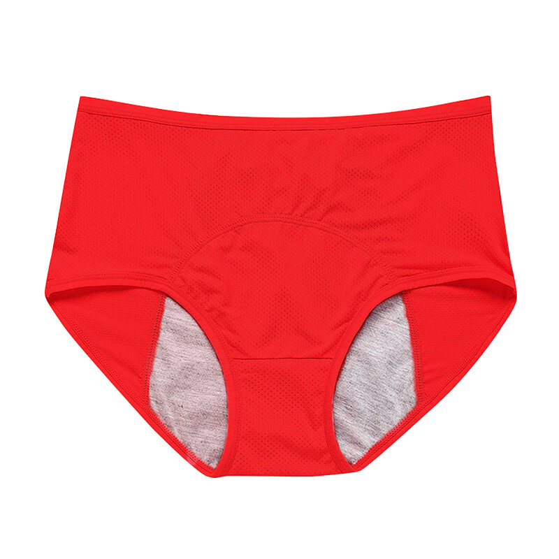 Women'S Menstrual Panties Mid-Waist Cotton Postpartum Large Size Solid Color Panties Breathable Waterproof Fully Covered Panties