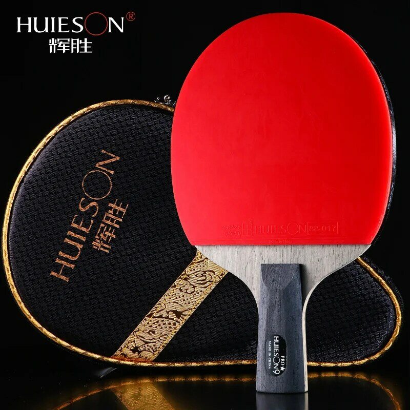 Ракетка для настольного тенниса Huieson Pro 9 звезд, 7-слойная ракетка ALC с двойными прыщами, резиновая ракетка для пинг-понга FL, рукоятка CS с чехлом
