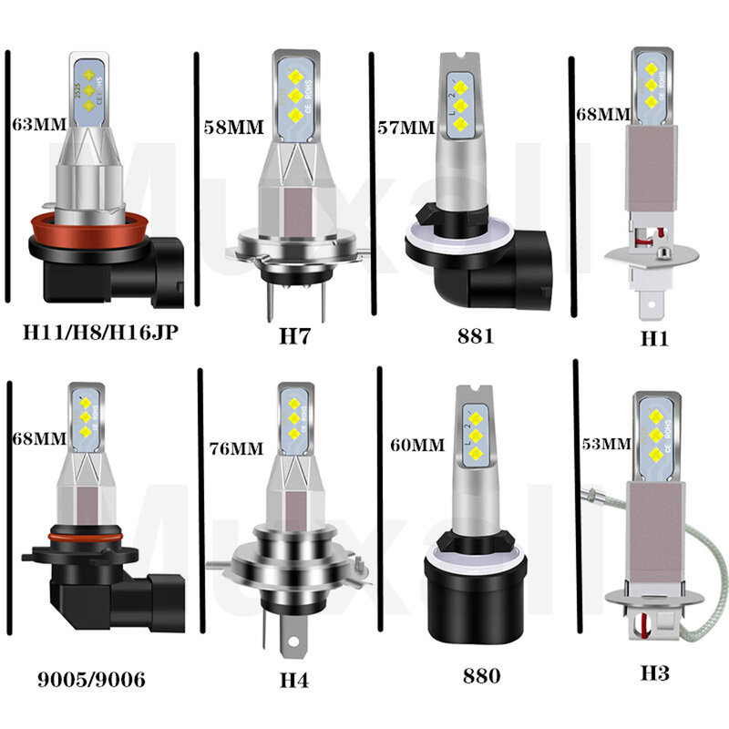 Ampoules antibrouillard Led H27, 881/880/6000, 2 pièces, phare de voiture DRL, feux de conduite, blancs, 12V, H27W/2