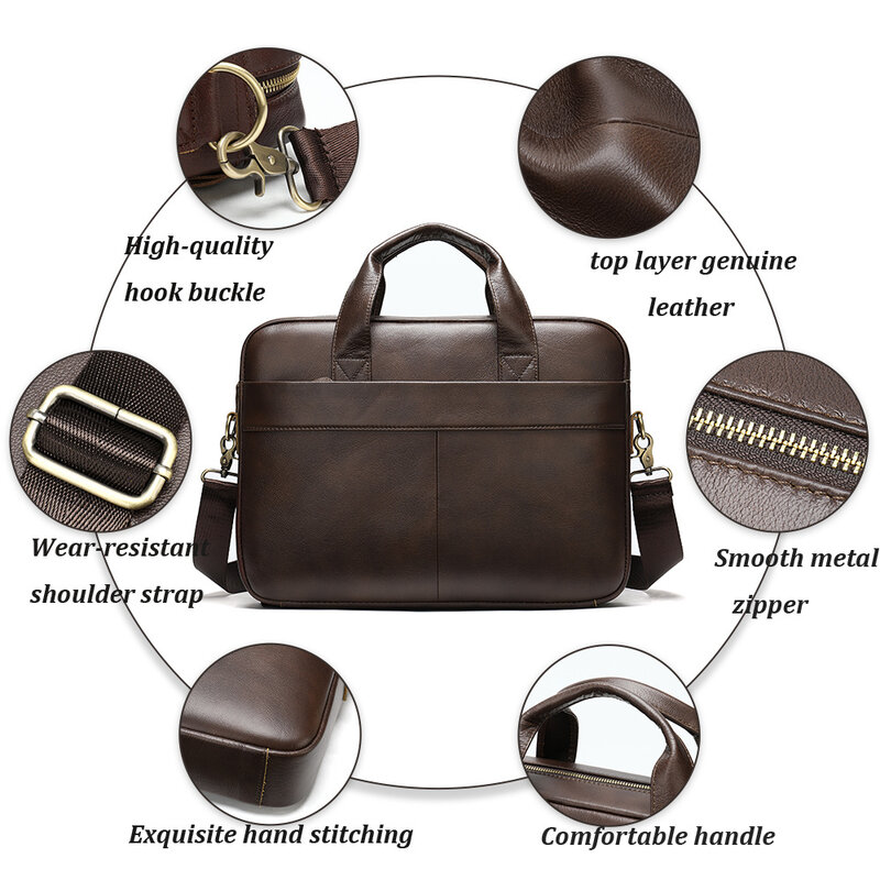 Деловая сумка для мужчин, портфель из натуральной кожи для ноутбука, документов