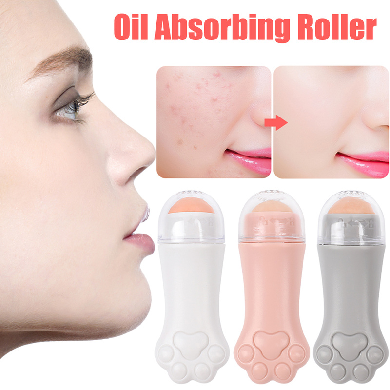 Facial Oil Absorbing Roller Ball Cat Claw Portable Reusable Natural Volcanic Stone Roller Oil Control Anti-acne Skin Care Tools