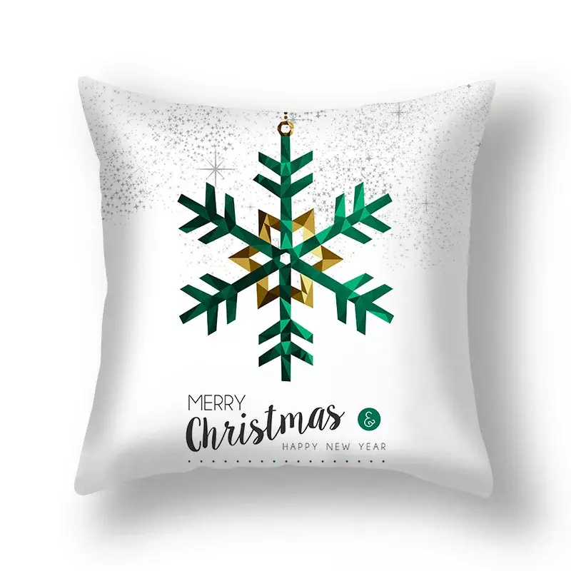 Sarung bantal sofa hijau dekorasi Natal pohon pinggang ornamen cetak rusa dapat disesuaikan