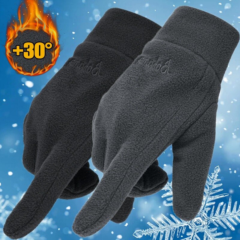 Thicken Fleece Gloves for Men Women Winter Warm Thermal Full Finger Glove Outddor Windproof Running Skiing Cycling Mittens