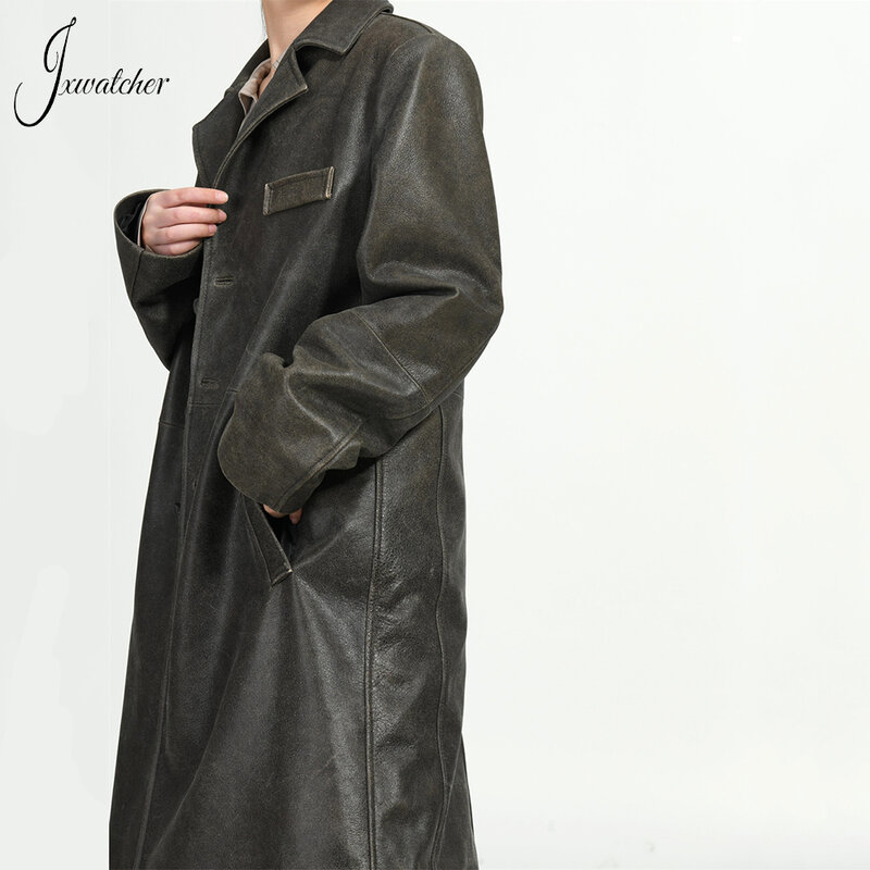 Jxwatcher女性用シープスキンコート、女性用本革トレンチコート、ロングジャケット、ファッションオーバーコート、新しい春、2021