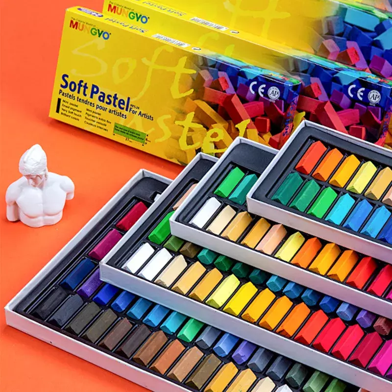 Set warna kapur 24/32/48/64, alat tulis seni stik Pastel berbagai macam lukisan cocok untuk pemula